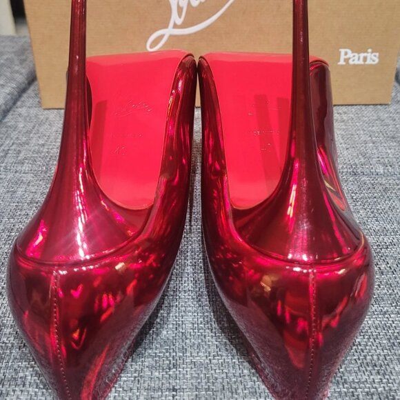 Excellent Condition Christian Louboutin SO KATE 100 Metallic Loubi Red Heels! - Picture 4 of 16